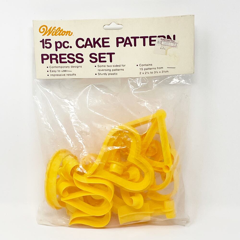 Wilton 15 Piece Cake Pattern Press Set NOS SEALED 1983 Cake Decorating 80s 90s